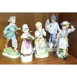 Five Royal Worcester figurines: 'Thursday's Child Has Far To Go', 'Katie's Day, School Time', 'Polly