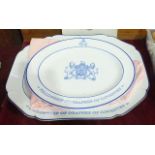 A modern Spode meat plate with gravy well, printed Fellowship of Drapers of Coventry around rim