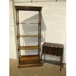 A modern mahogany five-tier whatnot in the 19th century style, fitted with a base drawer, 70cm wide,