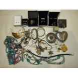 A quantity of silver jewellery and costume jewellery, (some boxed).