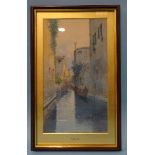 Late-19th/early-20th century, 'Venice - a canal with buildings and gondolas', indistinctly-signed