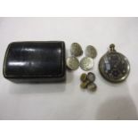 A pair of Essex crystal naval coronet cufflinks, a Moeris pocket watch, (a/f) and four ARP