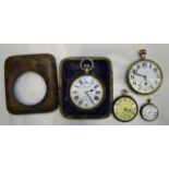 Two plated keyless pocket watches, one marked Payne & Son, Oxford and two others, (a/f).