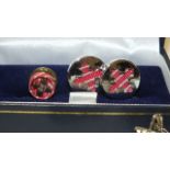 An OBE lapel pin and cufflinks, (boxed), a pair of Orient-Express cufflinks, other cufflinks, a