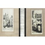 After Percy J Westwood, two framed etchings, 'Bruges', 25 x 11.5cm and 'Falaise', 26.5 x 11.5cm,