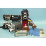 A Photina Reflex twin-lens camera with Steinheil München Cassar 1:3.5 f=75mm lenses, cased, a