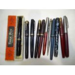 A collection of ten fountain pens, including Parker 'Victory', Conway Stewart, Swan, etc, (some a/f)