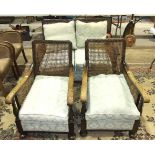 A 1950's single-cane Bergère three-piece suite with loose cushions.
