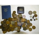 A Queen Victoria 1894 Crown (LVIII) and other coinage, (mainly pennies).