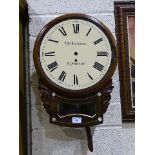 A 19th century mahogany drop-dial clock with twin-trained gong-striking movement, case restored,