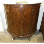 A 20th century mahogany bow-fronted sideboard fitted with three cupboard doors, 121cm wide, 113cm