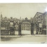After Harry George Webb, 'Main Entrance, Guy's Hospital', etching, signed and titled in pencil