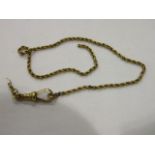 A length of rope-twist yellow metal chain with 18ct gold shackle, 5.4g.