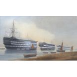 William Frederick Mitchell (1845-1914) HM SHIPS EXCELLENT, CALCUTTA & VERNON Signed watercolour,