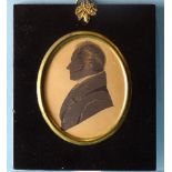 Edward Barnes (fl.1820), (attrib.), an early-19th century painted silhouette on card of the