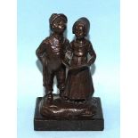 Julius Paul Schmidt-Felling (1835-1920), a bronze figure group of a young boy and girl singing,