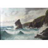 L Zimmerman BEDRUTHAN STEPS, NORTH CORNWALL Signed oil on canvas, dated 1901, 50 x 75cm, (