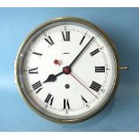A 20th century brass-cased ship's clock, the 20cm enamel dial with Roman numerals, S/F and centre