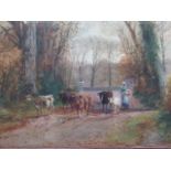 Henry Charles Fox (1855-1929) FIGURE AND CATTLE ON A COUNTRY LANE Signed watercolour, dated 1905,