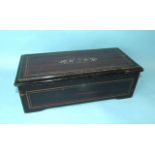 A Swiss music box playing six airs, with 11cm comb and 12cm barrel, in grained rectangular case,