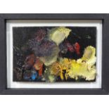 A framed and mounted Robert O Lenkiewicz artist's palette, palette 20 x 31cm, 30 x 40cm overall,