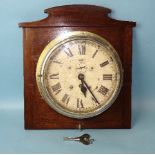 An Elliott brass ship's bulkhead clock, the 20cm dial with Roman numerals, seconds subsidiary and