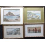 T H Victor, a collection of four signed watercolours: 'ST MICHAELS MOUNT' 20 x 29cm, 'PENZANCE 10.