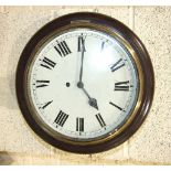A 19th century mahogany circular wall clock, with circular enamelled dial and single fusée movement,