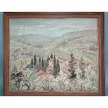 Thijs Mauve (1915-1996) VIEW IN TUSCANY Signed oil on board, 50 x 60cm.