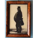 A 19th century cut and painted silhouette of Colonel Jonathan Trelawney, full-length standing with
