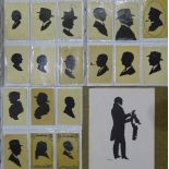 A full-length cut silhouette by Elizabeth Baverstock of a gentleman cutting a silhouette,