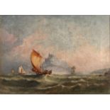 T G Crump FISHING VESSELS OFF ST MICHAELS MOUNT Signed oil on canvas, dated 1881, 24 x 34.5cm.