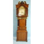 A J Hughes & Co, Carnarvon, 19th century mahogany long case clock, the wide case with brass-