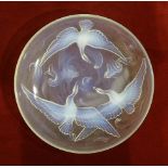 A Verlys, France, shallow circular opalescent glass bowl in the 'Les Canards Sauvages' pattern, with