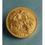 A George V 1913 gold sovereign.