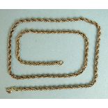 A 9ct gold rope-twist neck chain, 61cm, 16g.