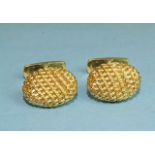 A pair of 18ct yellow gold cufflinks of oval woven design, 12.1g.