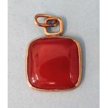 A 9ct-gold-mounted cornelian fob seal inscribed WB, 23mm square, 7.8g.