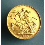 A Queen Victoria 1892 gold sovereign, (Melbourne Mint).