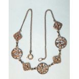 A John Hart, Iona, silver necklace of alternate thistle motifs and Celtic crosses, impressed JH