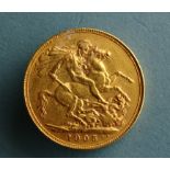 An Edward VII 1905 gold sovereign, (Perth Mint).