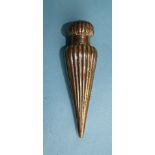 A Victorian silver scent bottle of ribbed tapered form, marks rubbed, 77mm long.