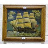 William Bird, 'Three-masted sailing ship', unsigned acrylic painting on board, 35 x 42cm.