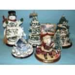 Thomas Kinkade for Bradford Exchange, five Christmas automaton decorations: 'Winter Wonderland', '