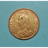 A Queen Victoria 1892 gold sovereign.