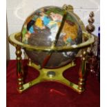 A hardstone rotating globe on gilt metal stand, globe approximately 33cm diameter, 44cm high