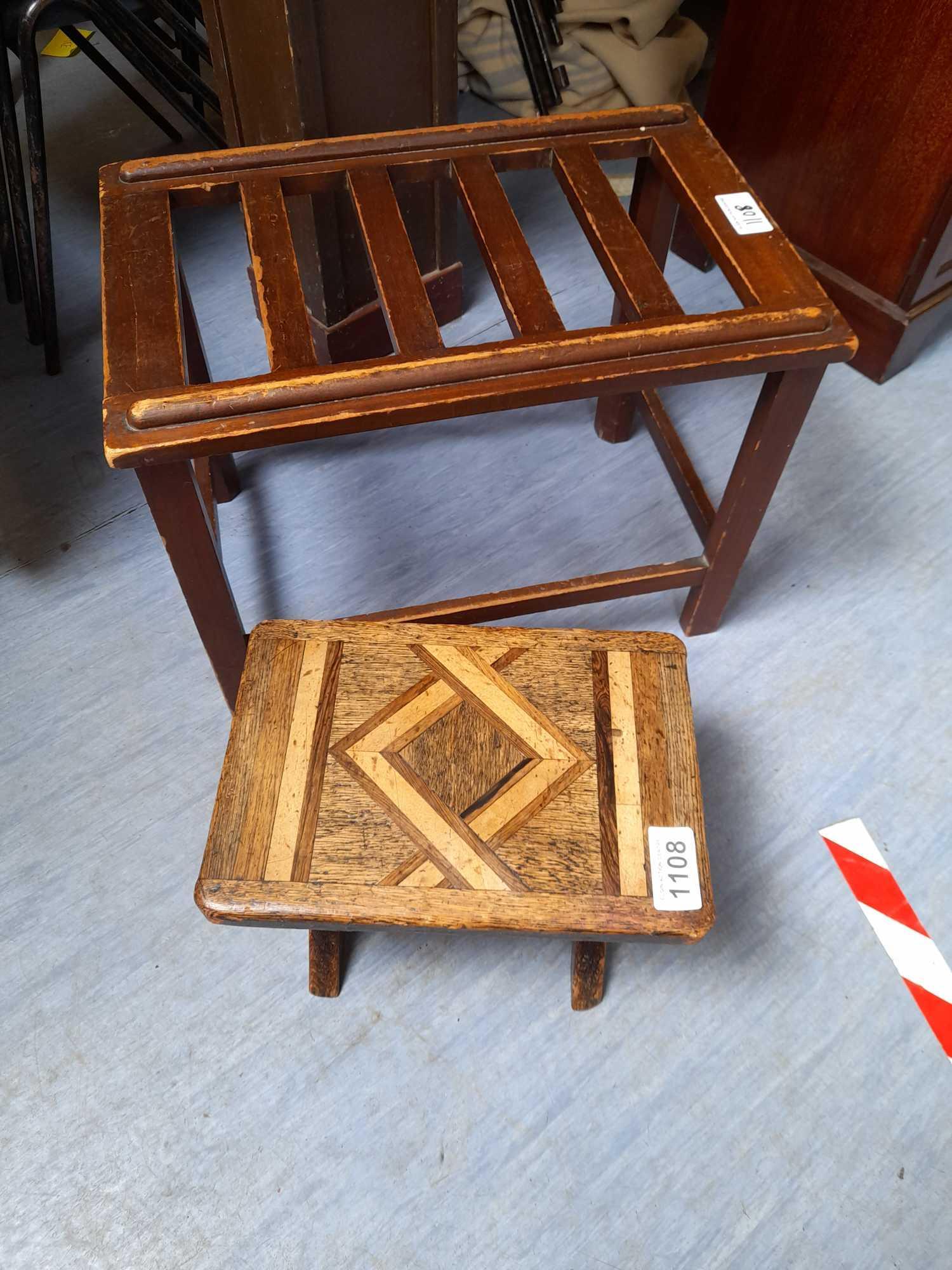 OAK STOOL & LUGGAGE RACK (AF) - Image 2 of 3