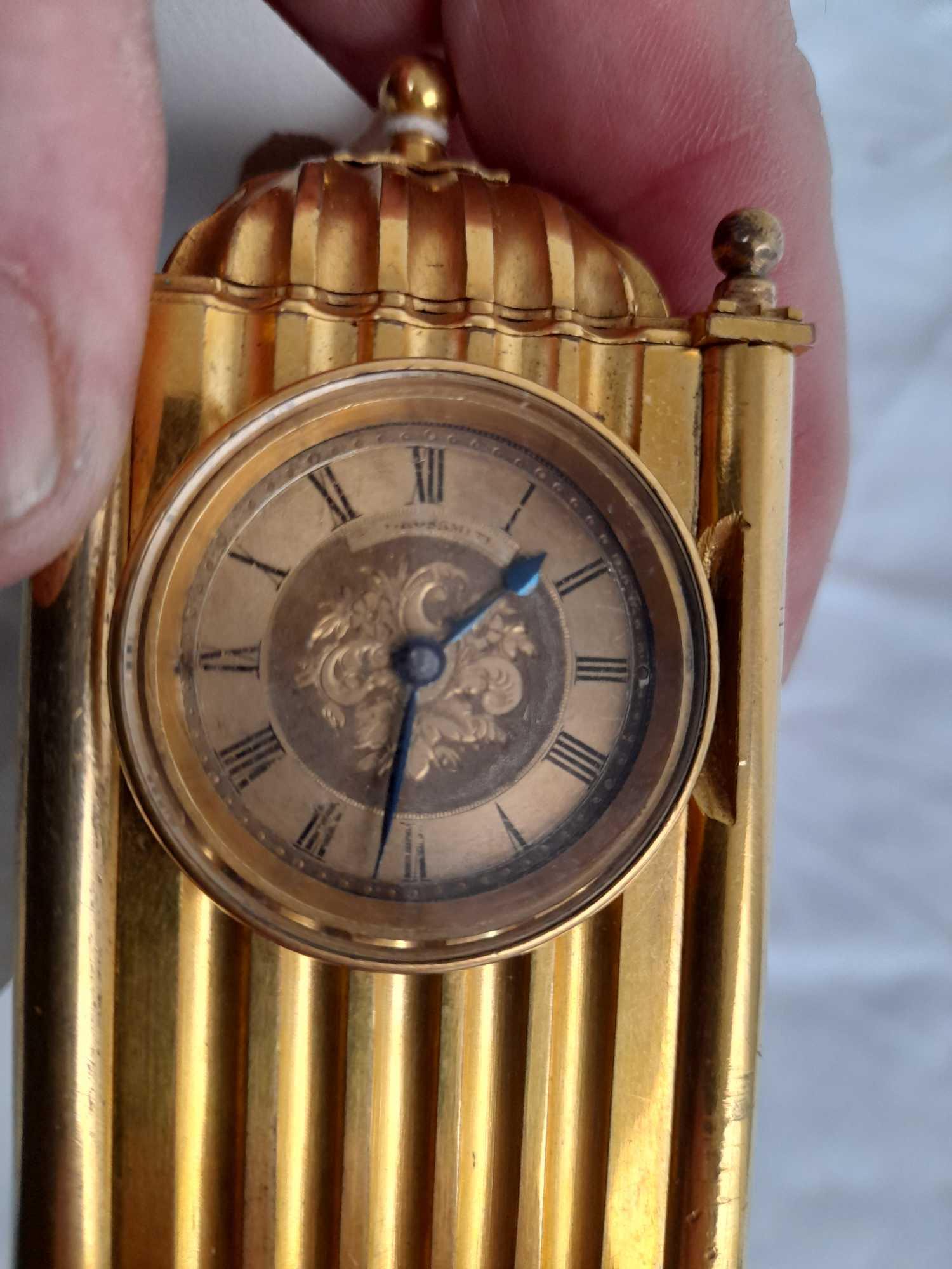 SMALL BRASS CLOCK GROSSMITH LONDON - Image 5 of 18