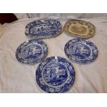 2 ASHETS & 3 SPODE PLATES