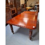 VICTORIAN MAHOGANY DINING TABLE WITH 2 LEAVES 92" X 48"